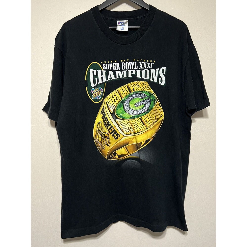Vintage 1997 Packers Super Bowl XXXI Champs Ring T Shirt Pro Player XL
